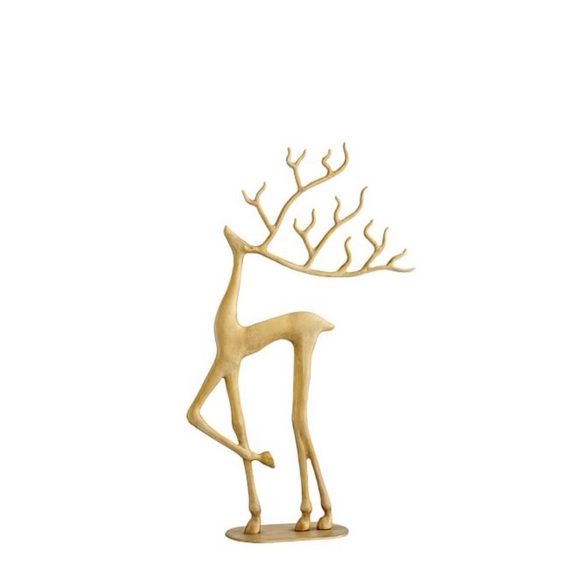 * SET OF 2 * NWT Pottery Barn Brass Merry Reindeer Set (1 Small & 1 Medium) - Picture 9 of 9